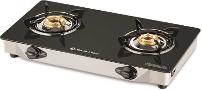 Bajaj CGX2 Eco with AI Glass Top 2 Burner,Stainless Steel,Black