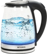 Faber 1.8L Electric Glass Kettle|2mm Borosilicate|Dry Heat Protection|LED Illuminator Beverage Maker (1.8 L, Black)