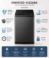 Haier 10 kg Fully Automatic Top Load with In-built Heater Black (HWM100-H326BK)