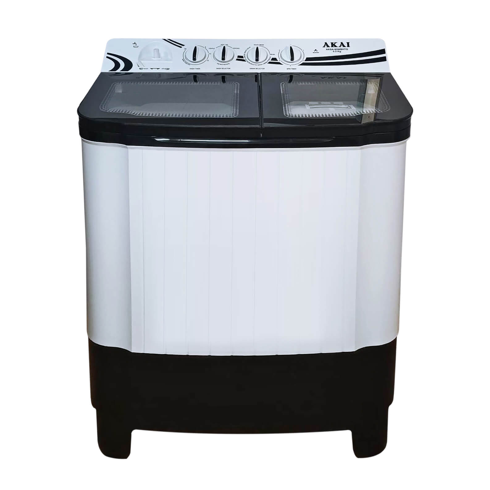 Akai 9.5KG Semi Automatic Top Load Washing Machine Black