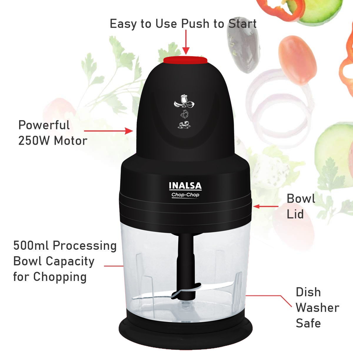 Inalsa Easy Chop 250-Watt Electric Mini Chopper, Versatile SS Blades(Chop Chop)