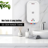 Inalsa 3 L Instant Water Geyser (Addis PO323 3Ltr Instant Water Heater|Non Toxic & Long Lasting SS 304 Inner Tank, White) (White)