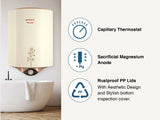 Venus 15 L Storage Water Geyser (Voleno 15VL, Porcelain Enamelled Glass Lined Tank With Free Installation & Pipes, Ivory) (Ivory)