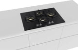 BOSCH Built in Series 6 Gas hob 75 cm Tempered glass, Brass Burner PNI7B6F10I Glass Automatic Hob (4 Burners)