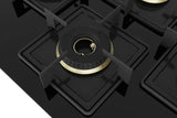 BOSCH Built in Series 6 Gas hob 75 cm Tempered glass, Brass Burner PNI7B6F10I Glass Automatic Hob (4 Burners)