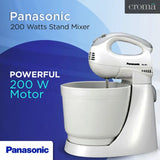 Panasonic 200 Watts Stand Mixer (2 Attachments, 5 Speed Selection, MK-GB1, White)