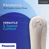 Panasonic 200 Watts Stand Mixer (2 Attachments, 5 Speed Selection, MK-GB1, White)