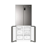 Haier 520L 3 Star Lumiere French Door 4-Door Side by Side Frost Free Refrigerator | Convertible Magic Zone | Inverter | Digital Display Panel | Deo Fresh Technology (HRB-600IS, Inox Steel)