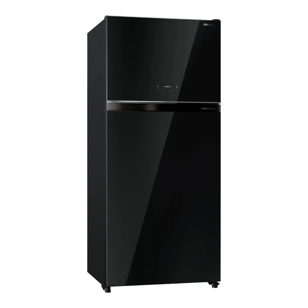 Toshiba 608 Litres 1 Star Double Door Frost Free Origin Inverter Refrigerator | Automatic Ice Maker | Ultrafresh Zone | Pure Bio Deodorizer | Touch Control Panel (GR-RT835WE-PGI(22), Black Glass)