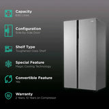 Haier 602 Litres 3 Star Frost Free Side by Side Convertible Refrigerator with Magic Cooling Technology (HRS-682SS, Shiny Steel)