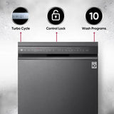LG 14 Place Setting Free Standing Dish Washer with TrueSteam, QuadWash, EasyRack Plus, Wi-Fi Enabled (DFB424FM, Matte Black, Inverter Direct Drive Motor)