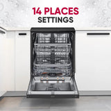 LG 14 Place Setting Free Standing Dish Washer with TrueSteam, QuadWash, EasyRack Plus, Wi-Fi Enabled (DFB424FM, Matte Black, Inverter Direct Drive Motor)