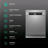 Toshiba 14 Place Settings (DW-14F1IN(S)-2, Silver)