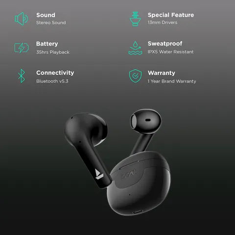 boAt TWS Airdopes Hype Opal Black