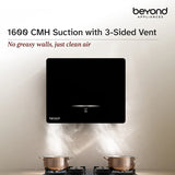 Beyond Appliances Cube 60 BLDC Plug N Play Ductless Kitchen Chimney | 1600 CMH | Auto Clean | 5-Stage Charcoal Activated Filter | Touch Control | 3-way Suction | 48dB Low Noise | Black,CUBE60-BLDC-BLACK(BA-CU-CB-PP-BL-60-CH)