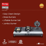 Prestige Svachh Duo GTSD 03 with Liftable & Superior Toughened Glass Manual Gas Stove