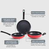 WONDERCHEF Venice 3Pcs cookware set Red & Black