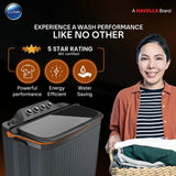 LLOYD 7.5 kg 5 Star Semi Automatic Washing Machine with 3 Wash Programs (GLWMS75CVGEL, Grey)