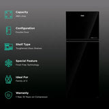 Haier 268 Litres 2 Star Frost Free Double Door Convertible Refrigerator with Turbo Icing (HRF-3182PKG-P, Black Glass)