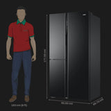 Haier 598 Litres 3 Star Frost Side-by-Side Smart Wifi Enabled Convertible Refrigerator with Digital Control Panel (HRT-683KGU1, Black Glass)