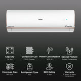 Haier Kinouchi Heavy Duty 7 in 1 Convertible 1.6 Ton 4 Star Triple Inverter Split Smart AC with Voice Control (Copper Condenser,White)IND-HS19K-PYAIR4BN-INV ODU HU19-4BN-INV