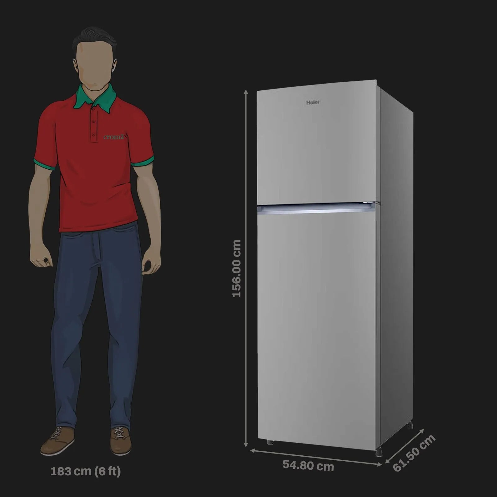 Haier 240 L 2 Star Frost Free Double Door Refrigerator, HRF-2902IEBS-P, Brushline Silver
