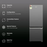 Haier 237 Litres 2 Star Frost Free Double Door Bottom Mount Convertible Refrigerator with Turbo Icing Technology (HRB-2872IBGB-P, GE Black)