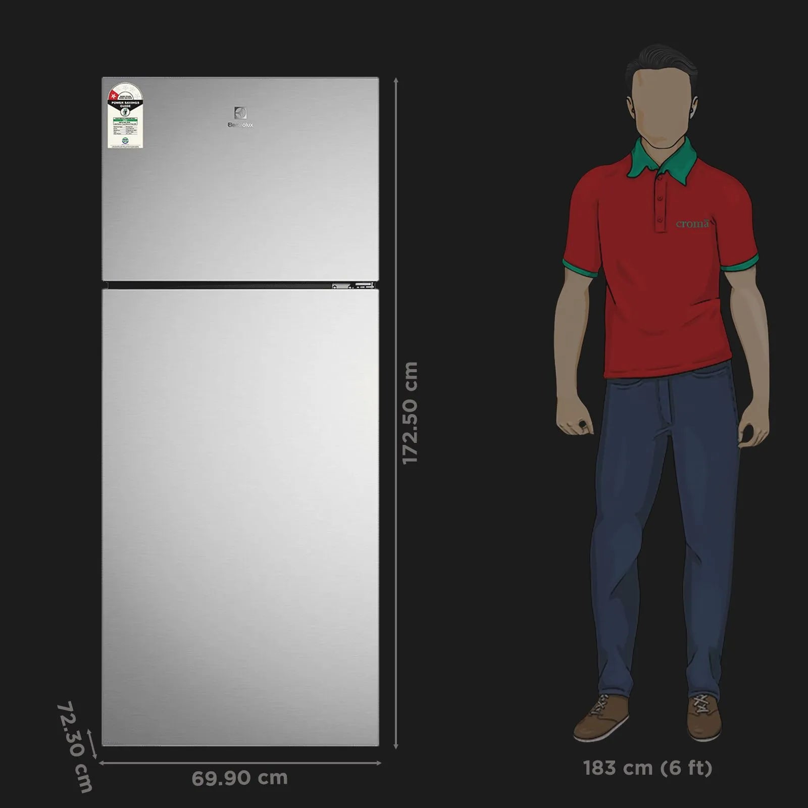 Electrolux 700 Series 431 Litres 1 Star Frost Free Double Door Refrigerator with AI AutoSense (ETM4302C-S, Steel)
