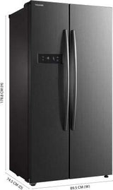 TOSHIBA 587 L with Inverter Side by Side Refrigerator (GR-RS530WE-PMI(06), Stainless Steel Finish)