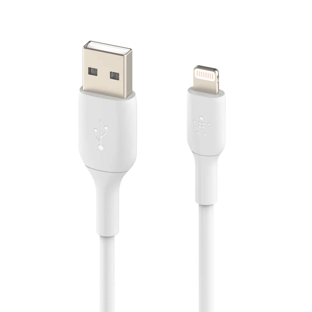 Belkin Apple Certified PVC Lightning to USB-A Charge and Sync Type A Cable, Tough and Durable, For iPhone, iPad, Air Pods, 3.3 Feet (1 Meter) - White
