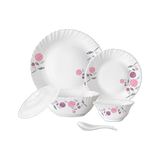 Larah by Borosil Pack of 34 Opalware Dahlia Galaxy Series Dinner Set (Microwave Safe)