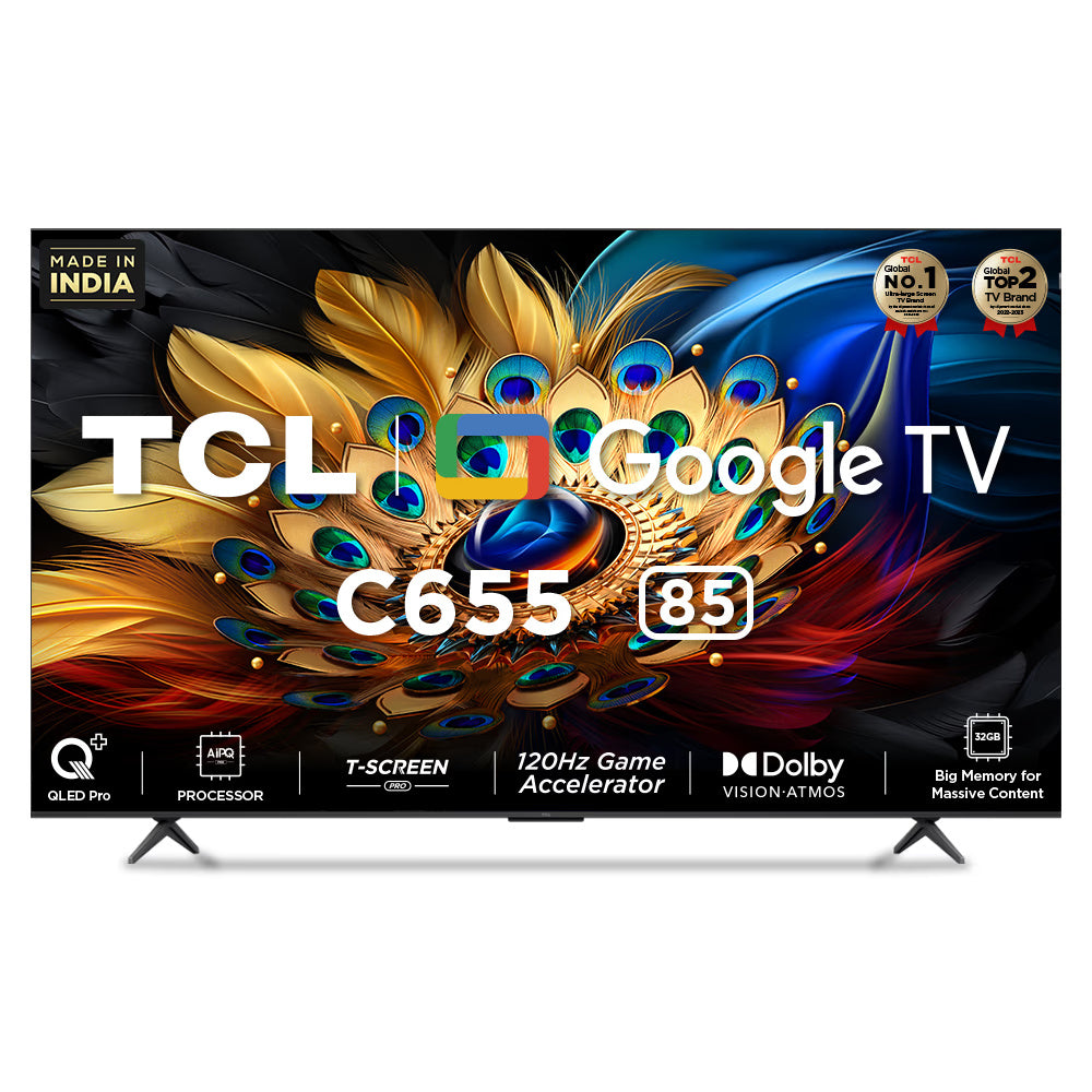 TCL 215 cm (85 inches) C655 Series 4K Ultra HD Smart QLED Google TV 85C655 (Black)