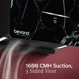 Beyond Appliances Cube 60 BLDC Plug N Play Ductless Kitchen Chimney | 1600 CMH | Auto Clean | 5-Stage Charcoal Activated Filter | Touch Control | 3-way Suction | 45dB Low Noise | Black,CUBE60-BLDC-NOIR(BA-CU-NR-PP-BL-60-CH)