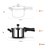 Arttdinox Stellar Stainless Steel Triply 5 LTR Mirror Finish Pressure Cooker with Gasket | Rivetless Handle | Induction & Gas Base | 7 Yrs Warranty | Jindal Stainless