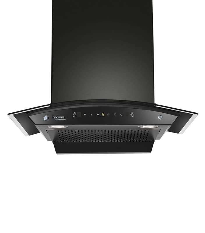 Hindware Divina 60 C BLK 1200 m³/hr Auto-Clean Kitchen Chimney With Motion Sensor & Touch Control (Black) f & Life Time warranty*