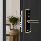 Godrej Smart LocksICatus Touch PlusISmart Digital Lock for Wooden DoorI4 in 1 AccessI FingerprintIRfidIPin AccessIMechanical KeyIChampagne Gold Finish, Alloy Steel