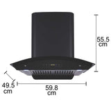 Hindware CHROMIA BLK RSN AC 60 | Filterless | 3 Speed Gesture Control | Thermal Auto Clean Wall Mounted Black 1200 CMH Chimney