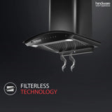Hindware Divina 60 C BLK 1200 m³/hr Auto-Clean Kitchen Chimney With Motion Sensor & Touch Control (Black) f & Life Time warranty*