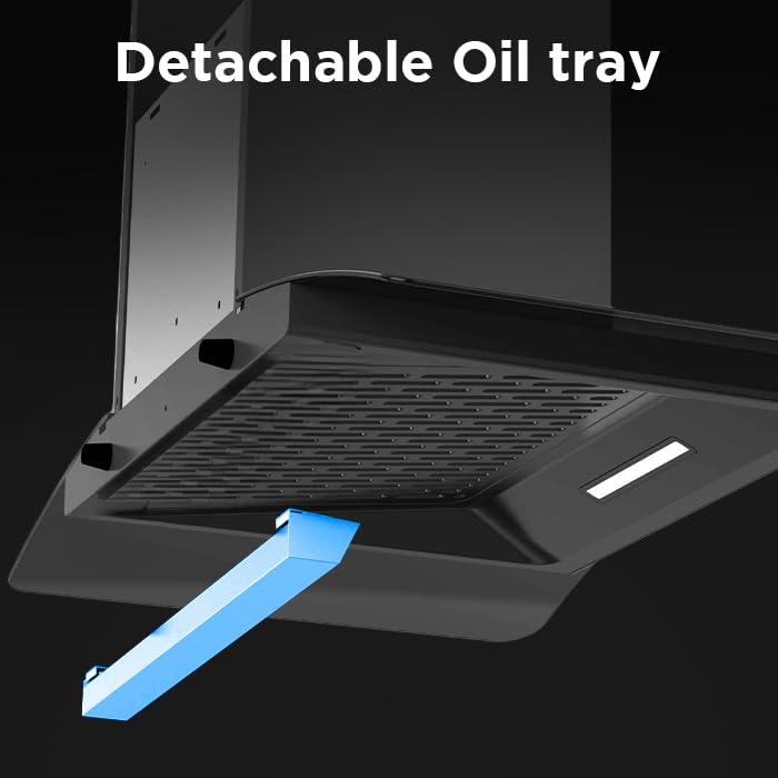 Midea 90V11 Kitchen Chimney with 1250 m³/hr strong air suction and Intelli Auto Clean - 90 CM