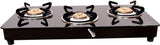 Butterfly Smart Glass 3 Burner Gas Stove, Black & White (Manual Ignition)