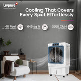 Livpure Iceblast Desert Air Cooler- 115L | 18" Fan Blade | High Air Delivery | Ice Chamber | Anti-Bacterial Honeycomb Pad | 190 Watts Motor with Inverter Compatibility | 2 Years Warranty by Livpure