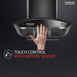 Hindware Divina 60 C BLK 1200 m³/hr Auto-Clean Kitchen Chimney With Motion Sensor & Touch Control (Black) f & Life Time warranty*