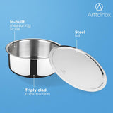 Arttdinox by Jindal Lifestyle Reflecto Triply Stainless Steel Tope with Lid | Tope Stainless Steel | Tope Stainless Steel | Milk Tope with Lid, 7L, 28cm, Silver | Jindal Stainless
