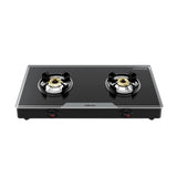 Bajaj 2Brgp7 Stainless Steel Glass Top Gas Stove with 2 Brass Burners, Isi Certified, Anti-Viral & Anti-Bacterial Coating, Black, Regular, Open
