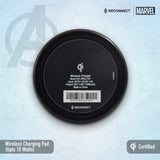 Reconnect Usb Marvel Captain America 10 Watts Wireless Charger, Led Indicator Ring, Qi Certified For Cellular Phones S (Marvel Avengers) - Black