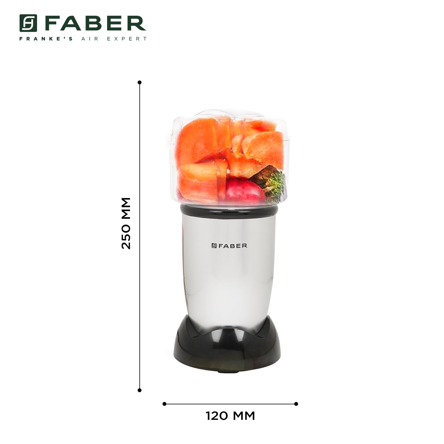 Faber 3-In-1 Sportz Blender |Chopping Jar, Smoothie & Grinding Jar (Wet & Dry)| Abs Body, Detachable Ss Blades, 400 Watts Motor, 1 Sipper Cap & 3 Lids, 2 Spill Proof Jars & 1 Chopping Bowl| (Silver)