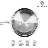 Arttdinox by Jindal Lifestyle Reflecto Triply Stainless Steel Saucepan with Glass Lid | Milkpan | Triply Tea Pot| Gas and Induction Compatible, 2.5mm Thickness, 2.3L, 18cm, Silver| Jindal Stainless