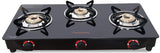 Butterfly Smart Glass 3 Burner Gas Stove, Black & White (Manual Ignition)