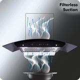 Hindware CHROMIA BLK RSN AC 60 | Filterless | 3 Speed Gesture Control | Thermal Auto Clean Wall Mounted Black 1200 CMH Chimney