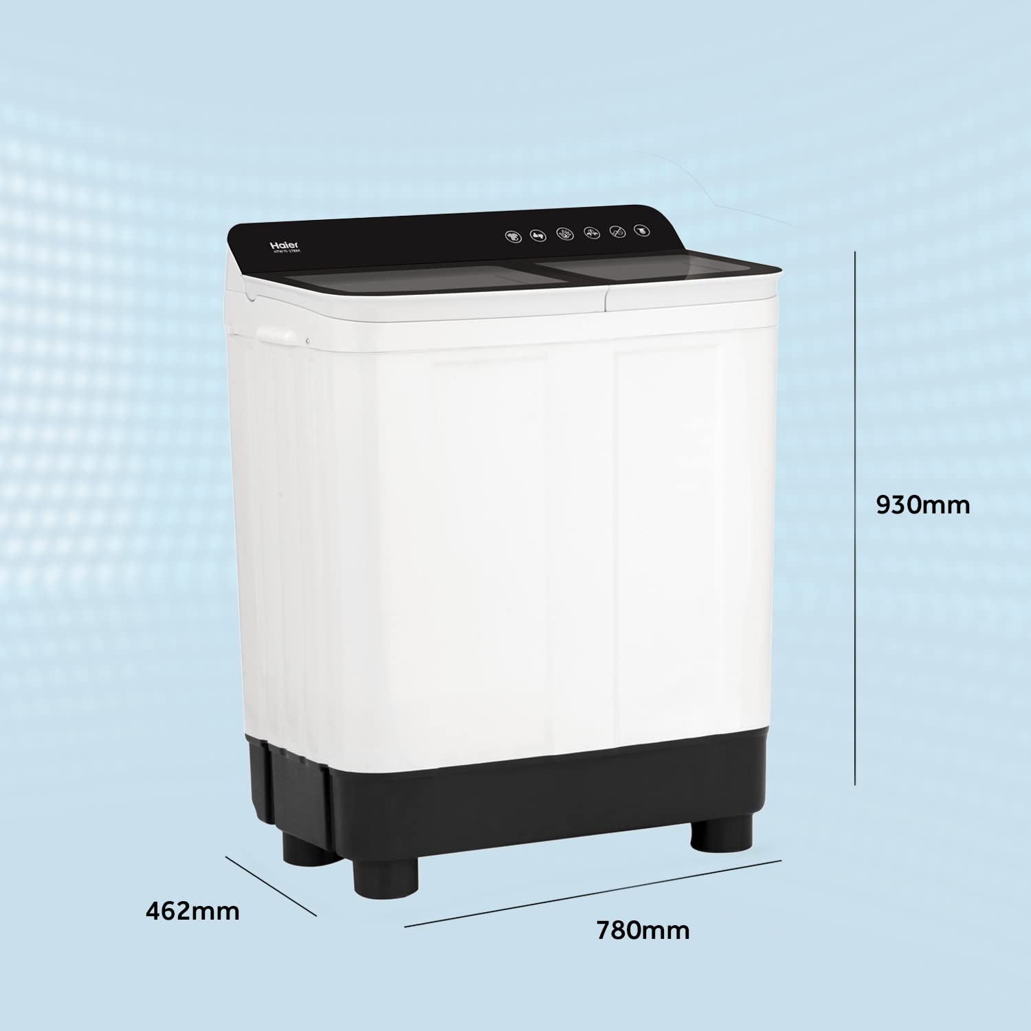 Haier 7 Kg 5 star Semi Automatic Top Loading Washing Machine HTW70-178BKN, Black, Anti Bacterial anti bacterial vortex Pulsator,2024, Magic Filter, 1300 RPM & Castors)